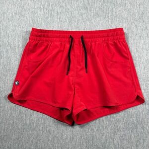 Watermen Board Shorts L Red Swimmers Recycled Fabric Elastic Waist Drawstring +